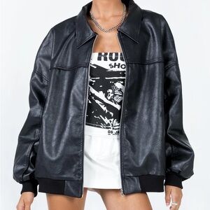 Princess Polly Faux leather Goldsmith Bomber Jacket
